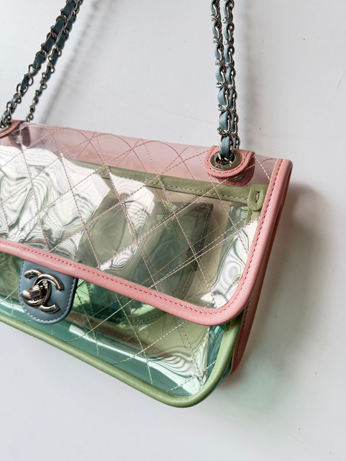 Chanel Karl Largerfeld S/S 2018 Multicolor Quilted PVC Coco Splash Flap