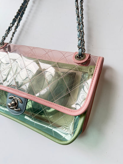 Chanel Karl Largerfeld S/S 2018 Multicolor Quilted PVC Coco Splash Flap