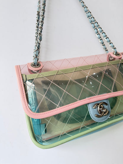 Chanel Karl Largerfeld S/S 2018 Multicolor Quilted PVC Coco Splash Flap