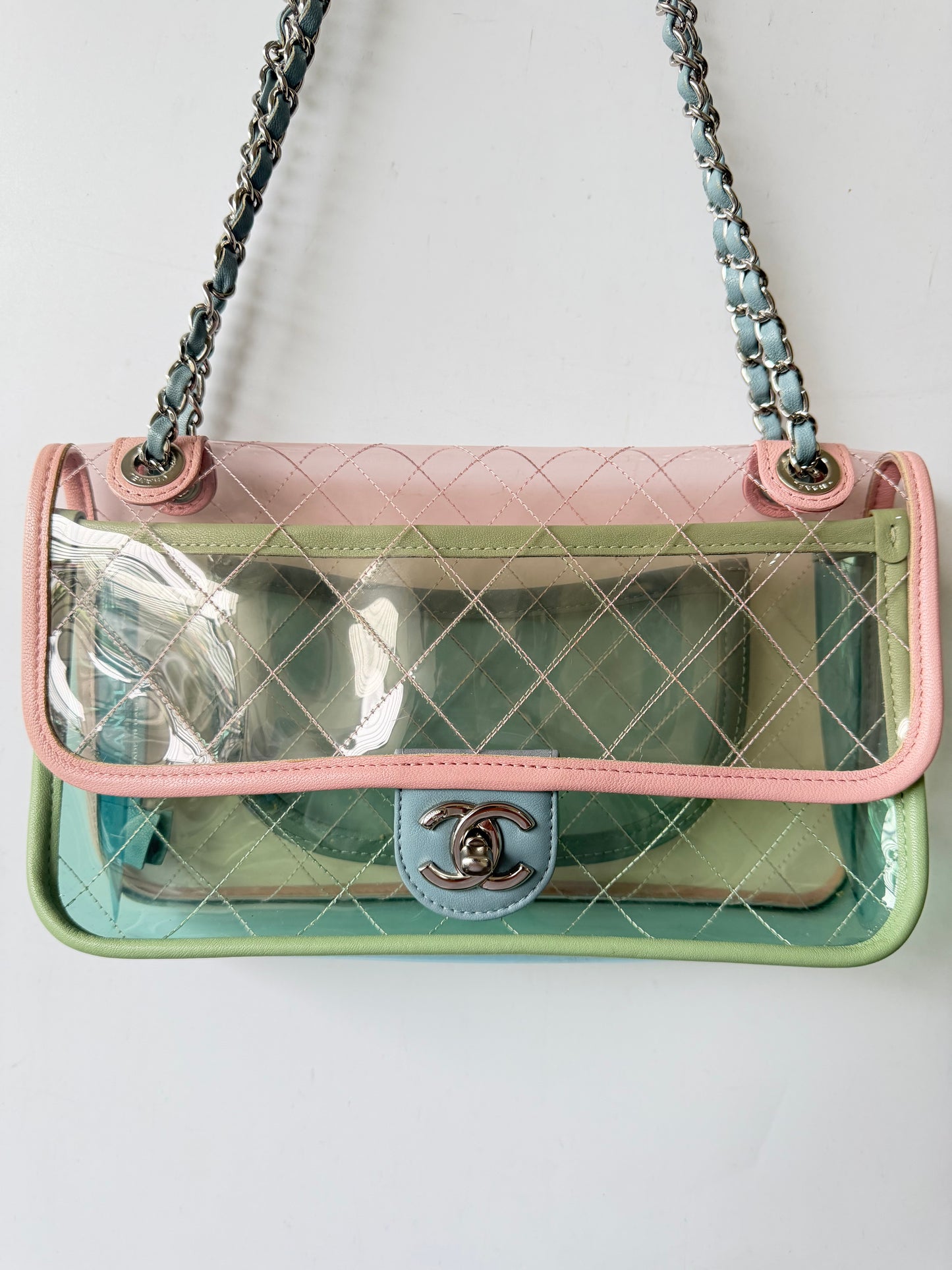 Chanel Karl Largerfeld S/S 2018 Multicolor Quilted PVC Coco Splash Flap