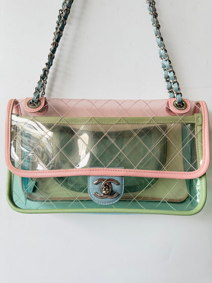 Chanel Karl Largerfeld S/S 2018 Multicolor Quilted PVC Coco Splash Flap