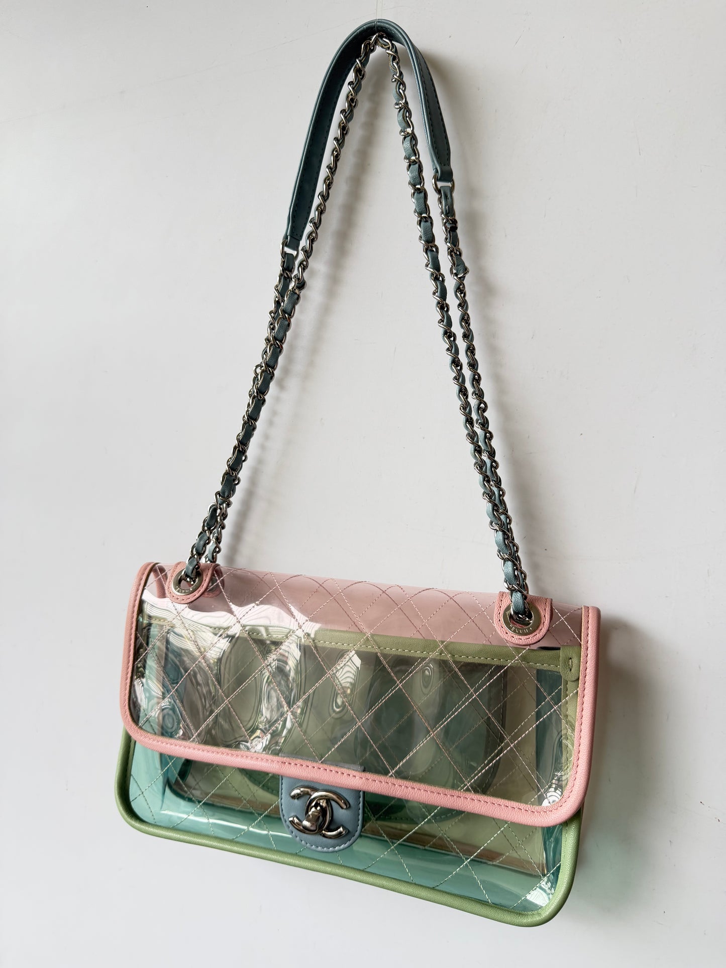 Chanel Karl Largerfeld S/S 2018 Multicolor Quilted PVC Coco Splash Flap
