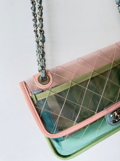 Chanel Karl Largerfeld S/S 2018 Multicolor Quilted PVC Coco Splash Flap