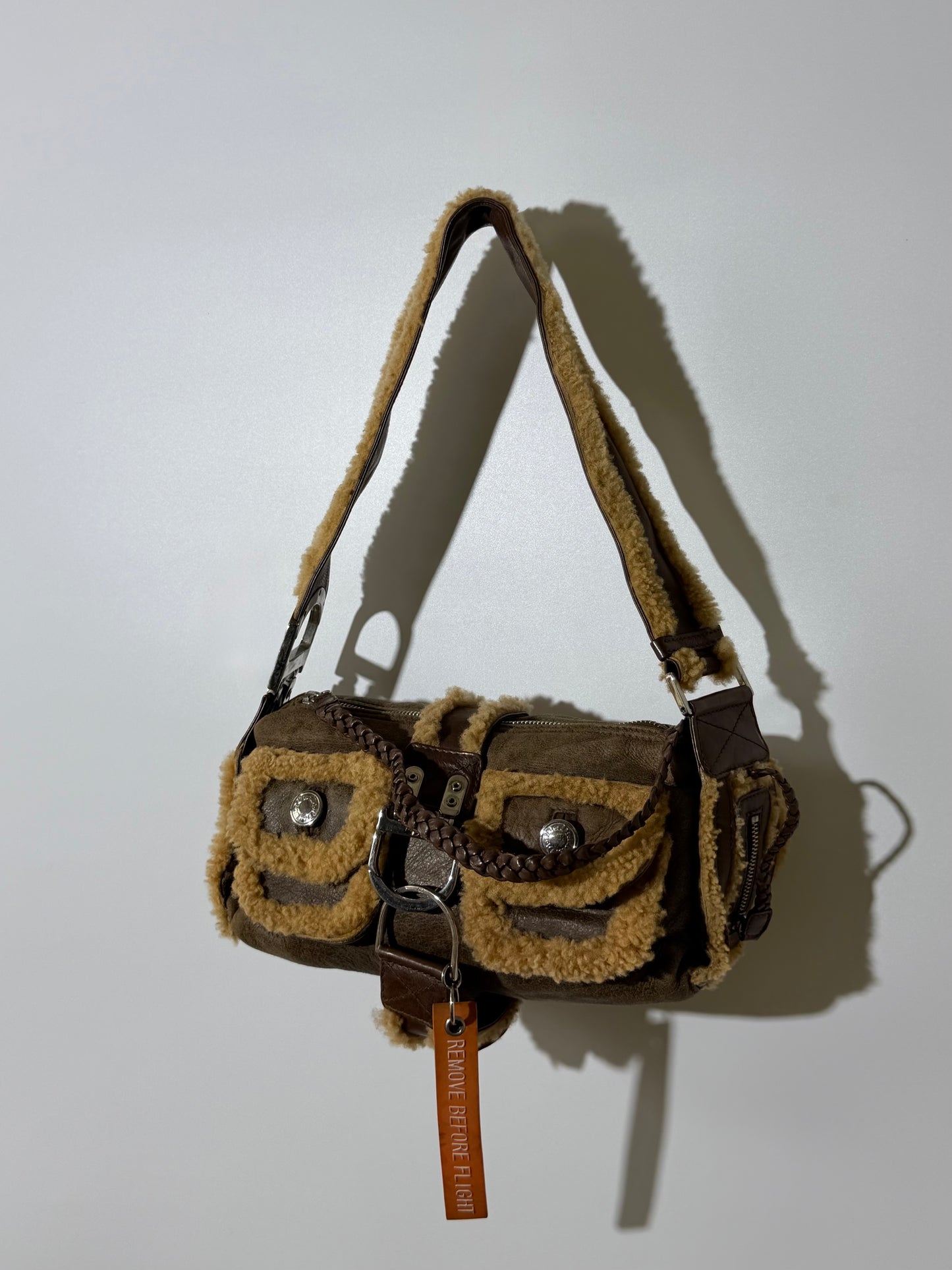 Christian Dior Shearling Flight Baguette Bag