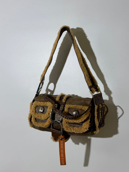 Christian Dior Shearling Flight Baguette Bag