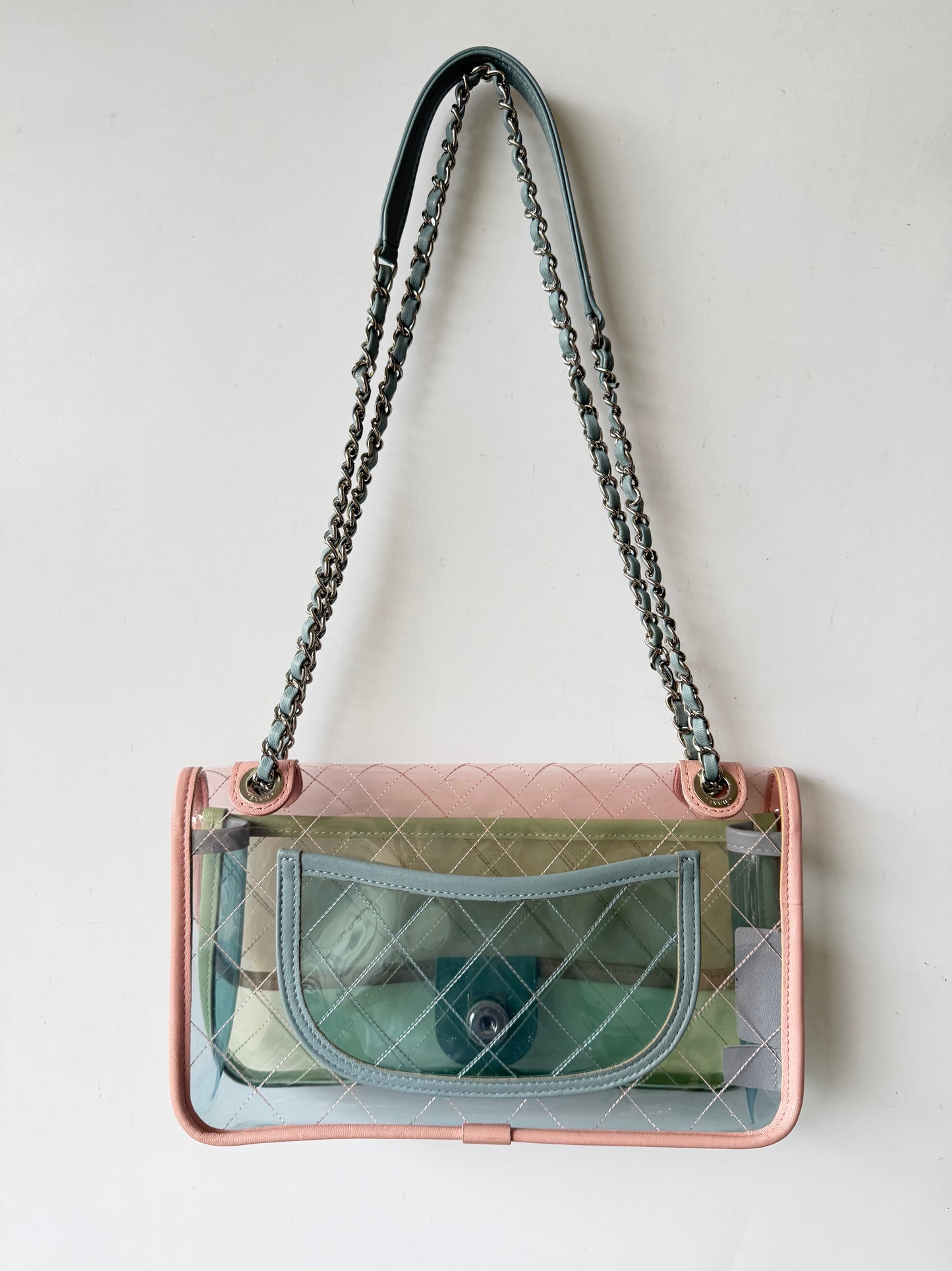 Chanel Karl Largerfeld S/S 2018 Multicolor Quilted PVC Coco Splash Flap