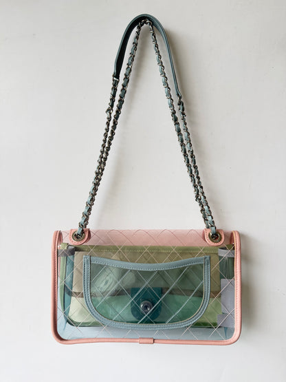 Chanel Karl Largerfeld S/S 2018 Multicolor Quilted PVC Coco Splash Flap
