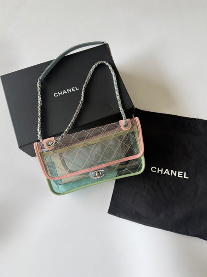 Chanel Karl Largerfeld S/S 2018 Multicolor Quilted PVC Coco Splash Flap