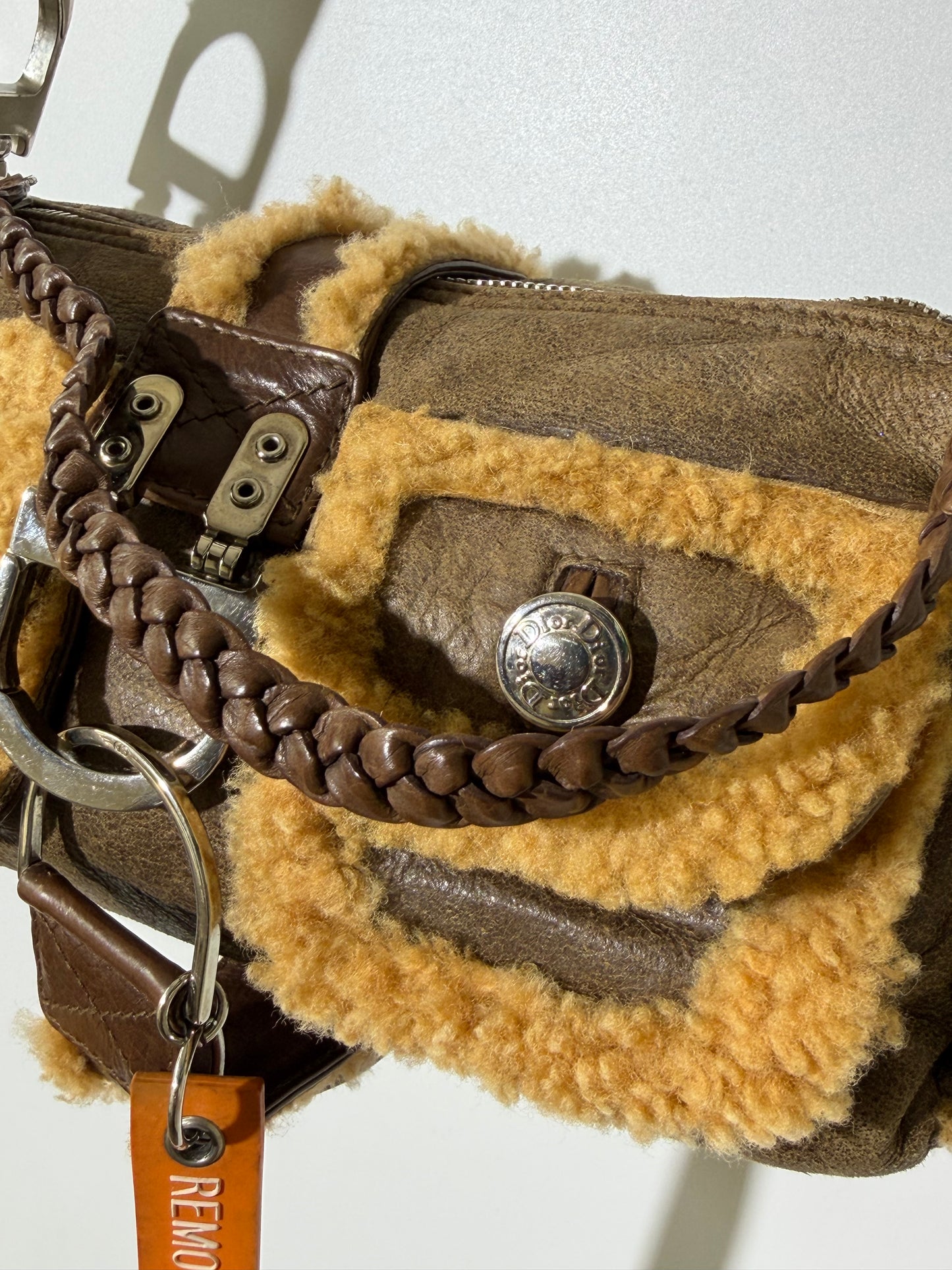 Christian Dior Shearling Flight Baguette Bag