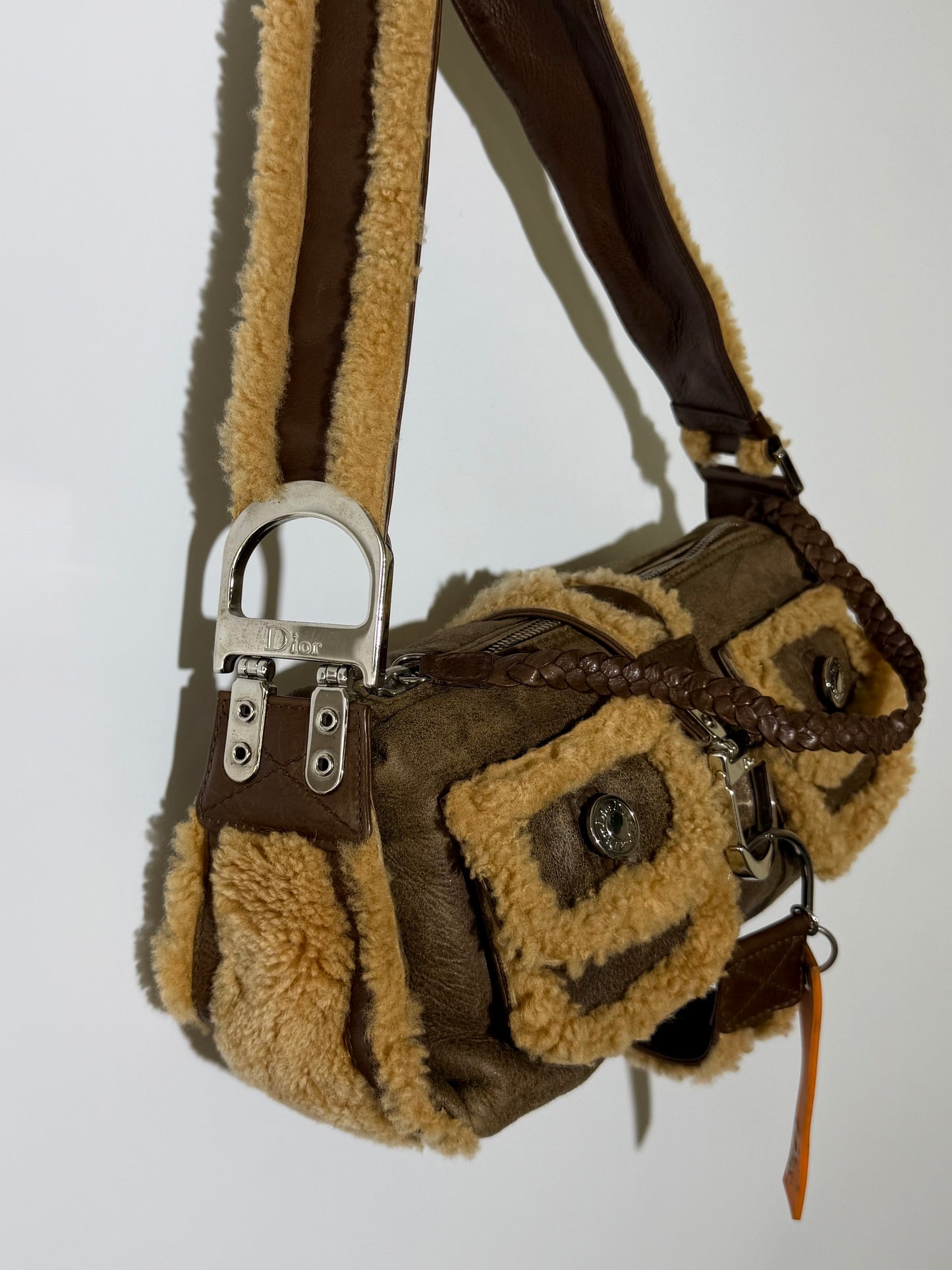 Christian Dior Shearling Flight Baguette Bag