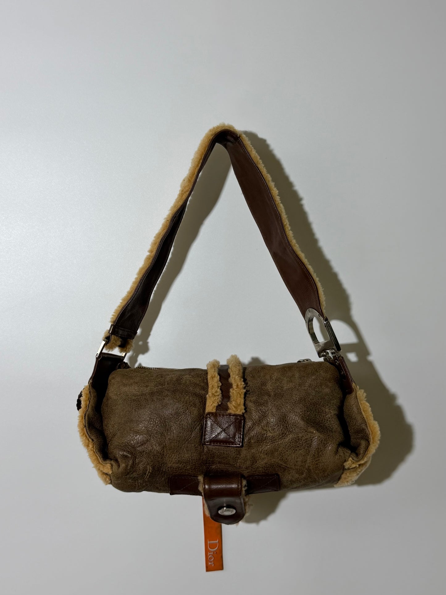Christian Dior Shearling Flight Baguette Bag