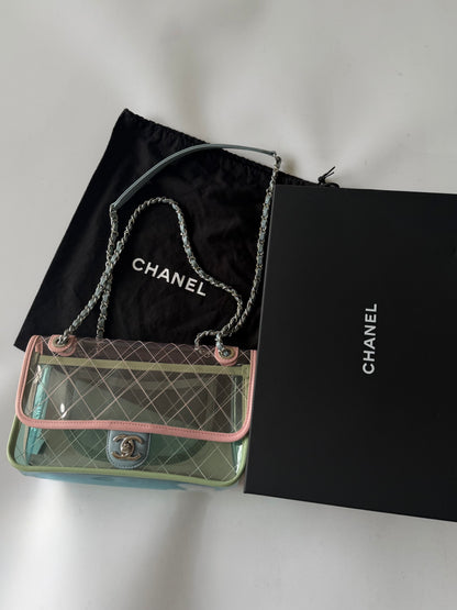 Chanel Karl Largerfeld S/S 2018 Multicolor Quilted PVC Coco Splash Flap