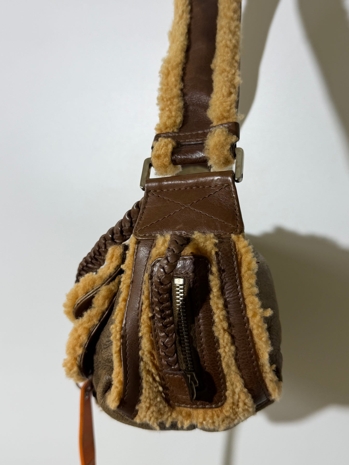 Christian Dior Shearling Flight Baguette Bag