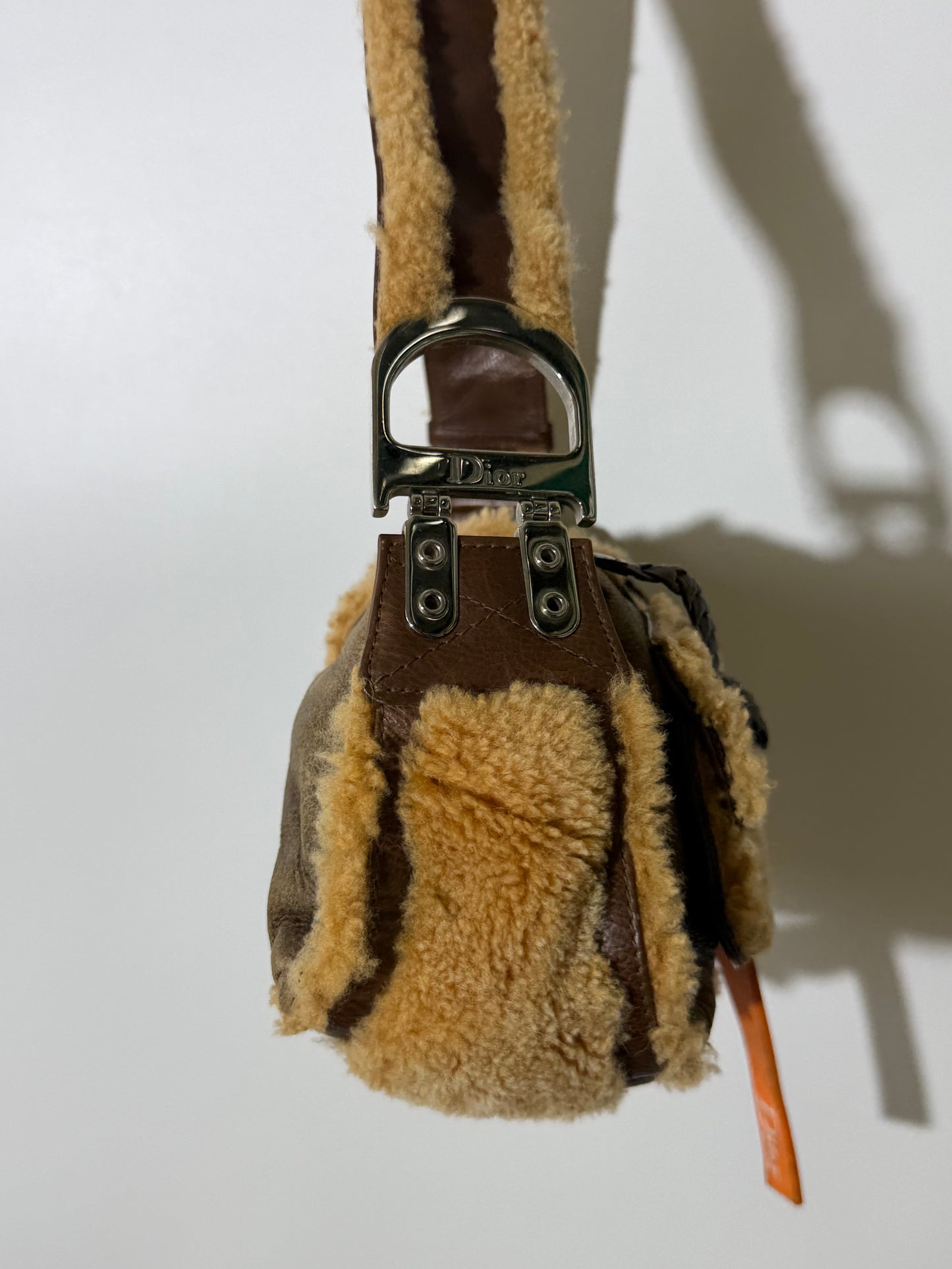 Christian Dior Shearling Flight Baguette Bag