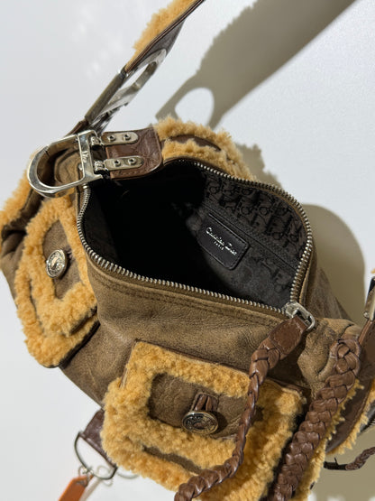 Christian Dior Shearling Flight Baguette Bag