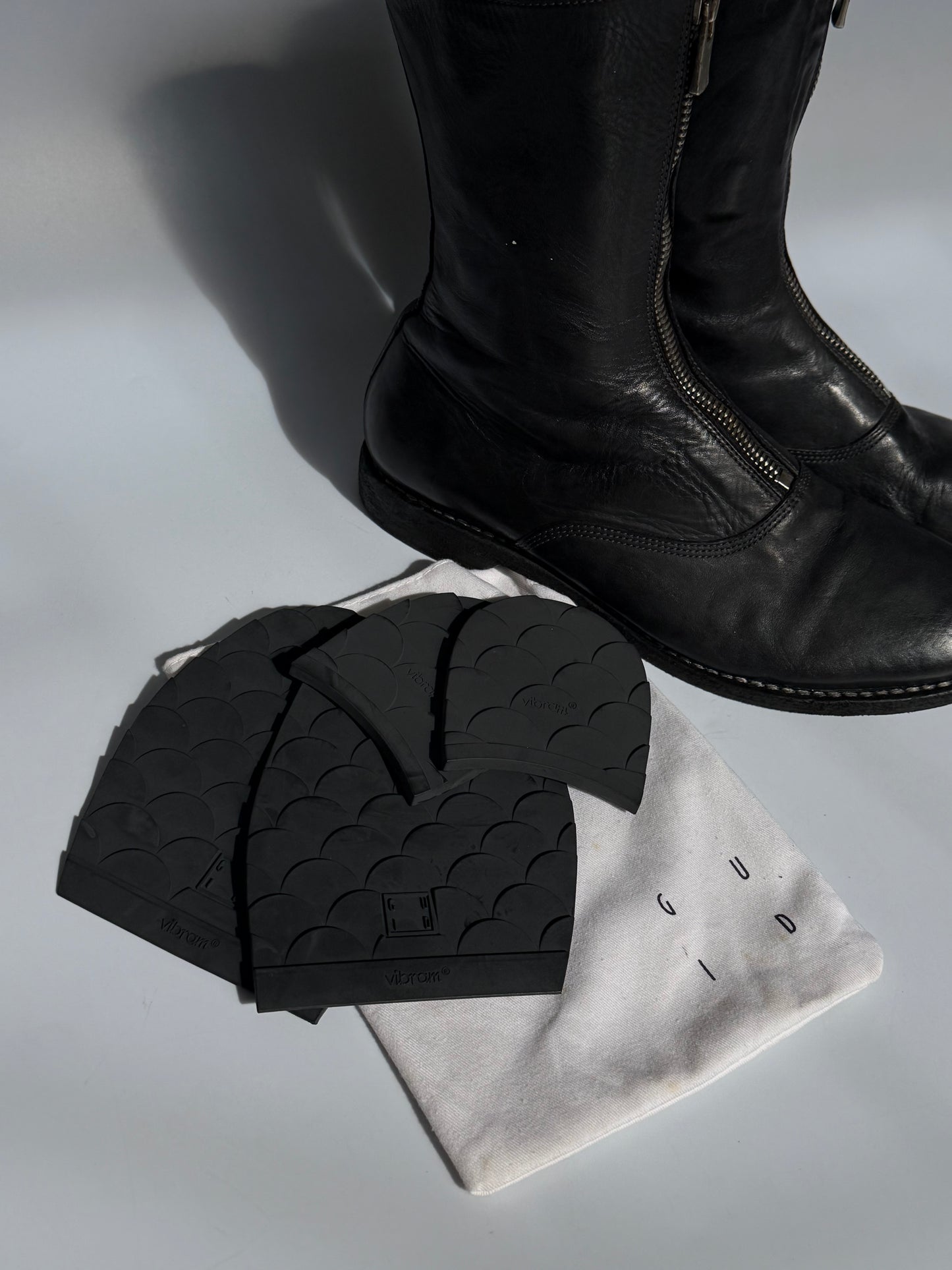 Guidi 310 Black Leather Zip-Front Ankle Boots