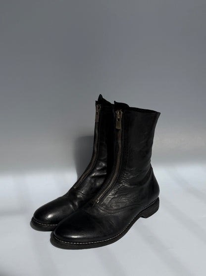 Guidi 310 Black Leather Zip-Front Ankle Boots