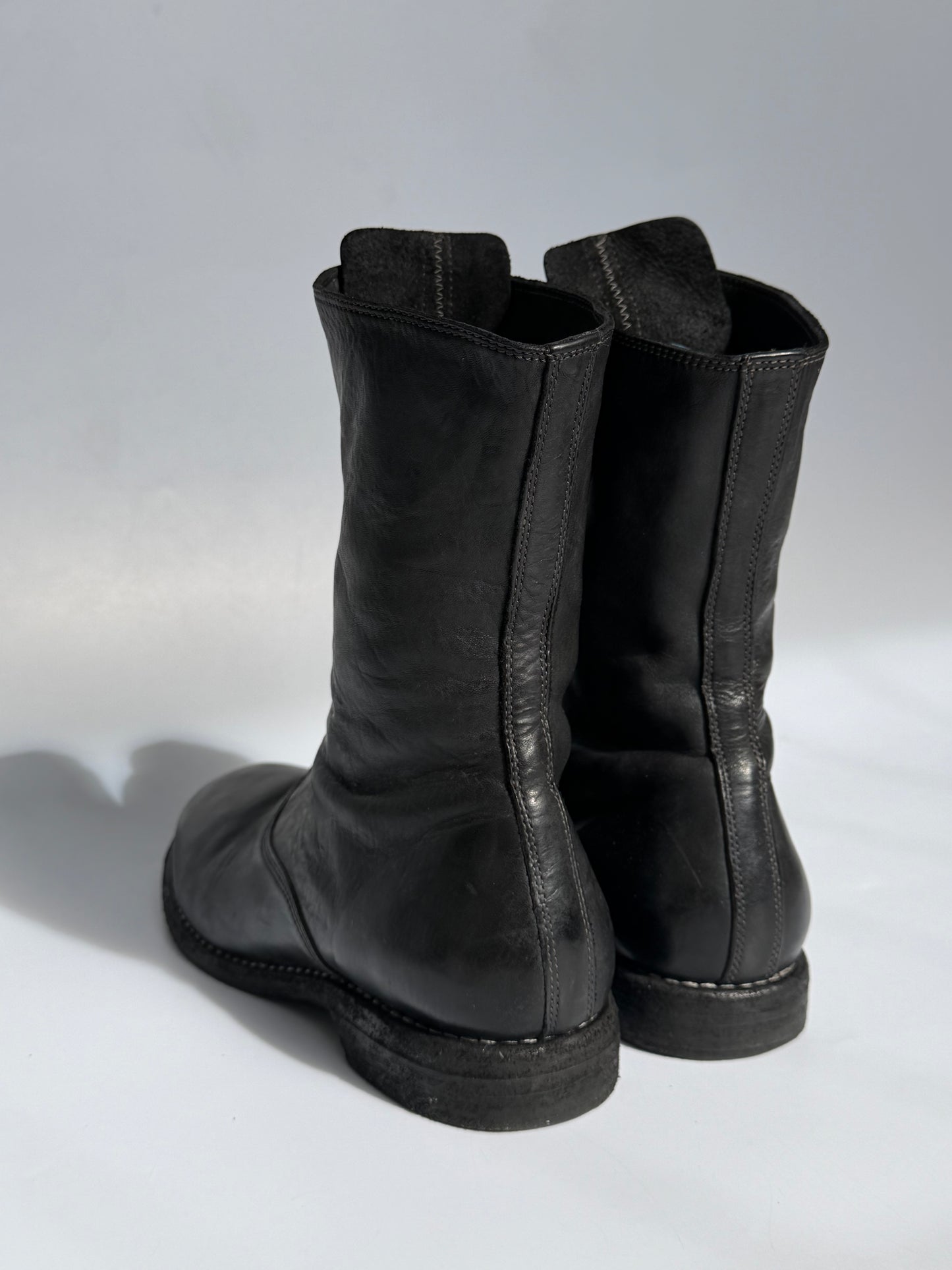 Guidi 310 Black Leather Zip-Front Ankle Boots