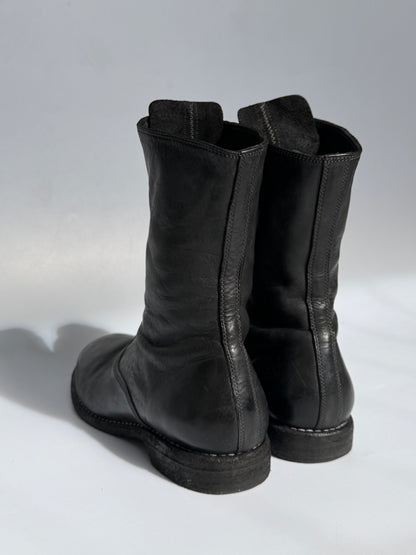 Guidi 310 Black Leather Zip-Front Ankle Boots