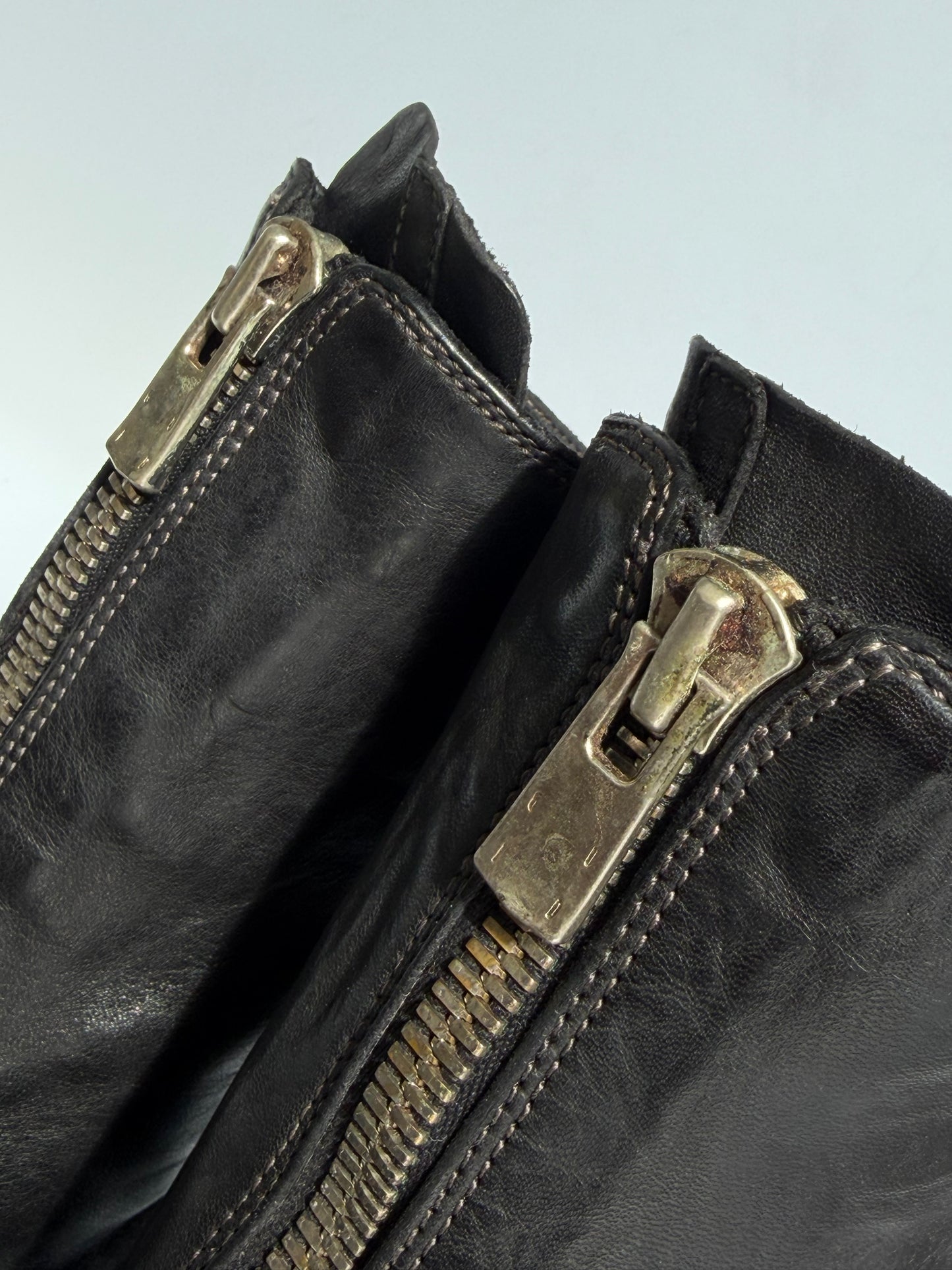 Guidi 310 Black Leather Zip-Front Ankle Boots