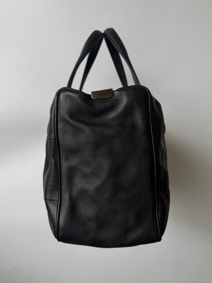 Vintage Chanel Black Lambskin Chocolate Bar Boston Bag