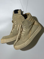 Rick Owens Geobasket Beige Suede Sneakers