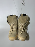 Rick Owens Geobasket Beige Suede Sneakers