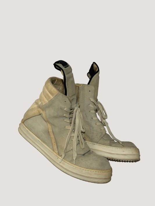 Rick Owens Geobasket Beige Suede Sneakers