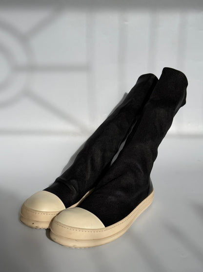 Rick Owens Black Stretched Fabric Sock Boots