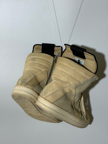 Rick Owens Geobasket Beige Suede Sneakers