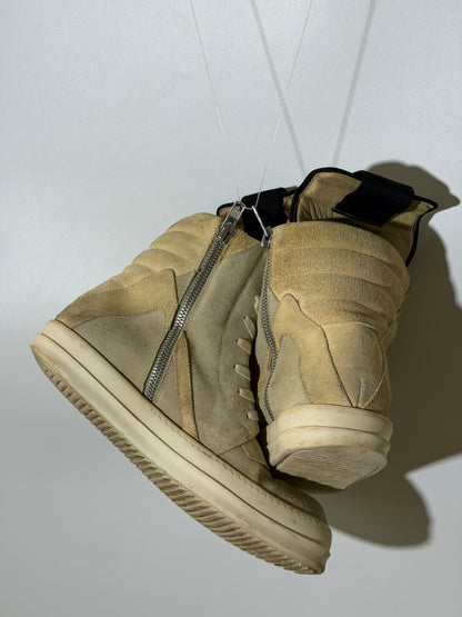Rick Owens Geobasket Beige Suede Sneakers