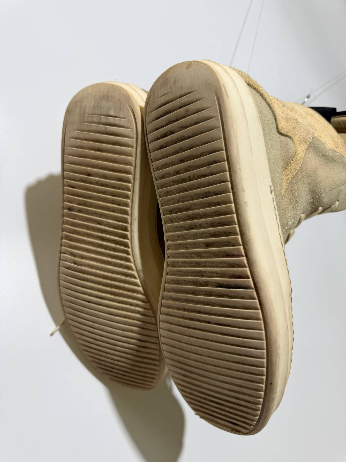 Rick Owens Geobasket Beige Suede Sneakers