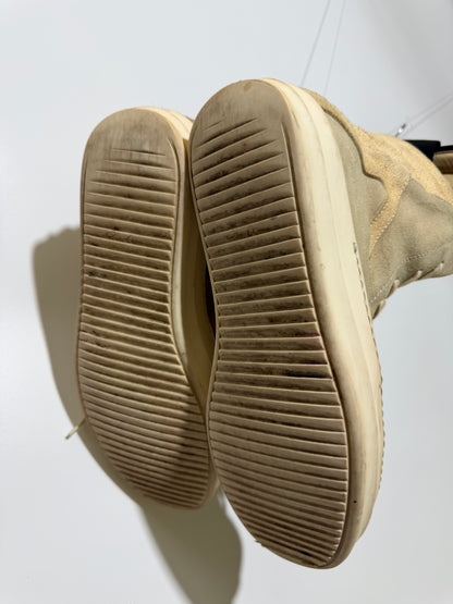 Rick Owens Geobasket Beige Suede Sneakers