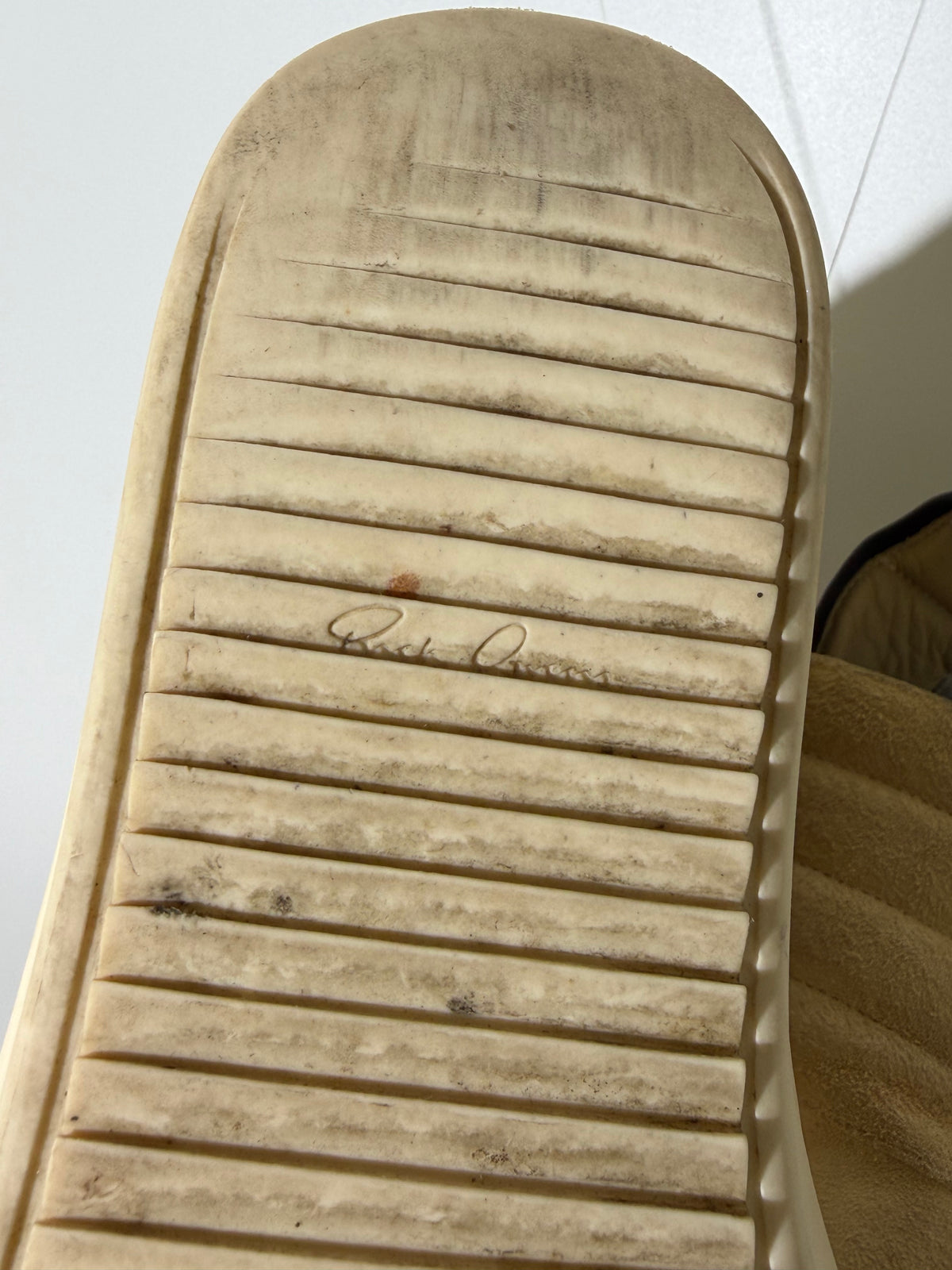 Rick Owens Geobasket Beige Suede Sneakers