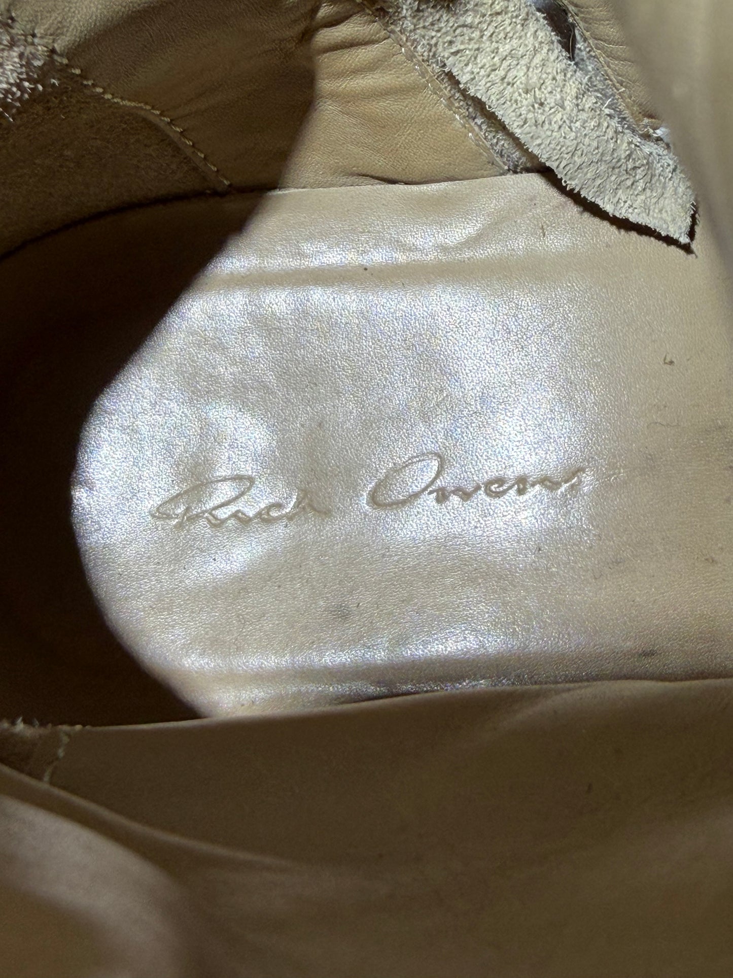 Rick Owens Geobasket Beige Suede Sneakers