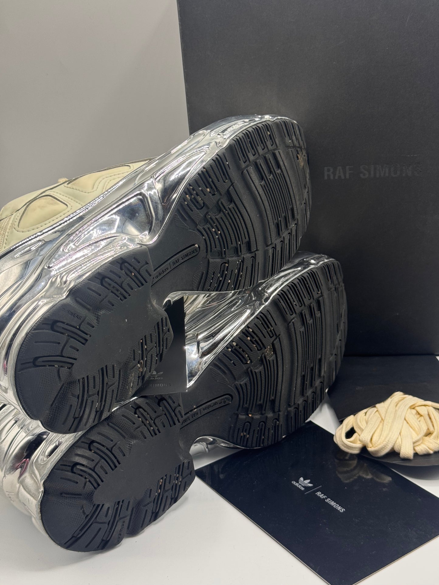 Adidas x Raf Simons Ozweego Mirrored Cream White Sneakers