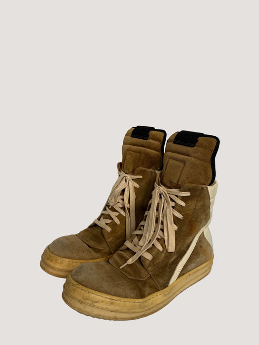 Rick Owens Brown Suede Geobasket Sneakers