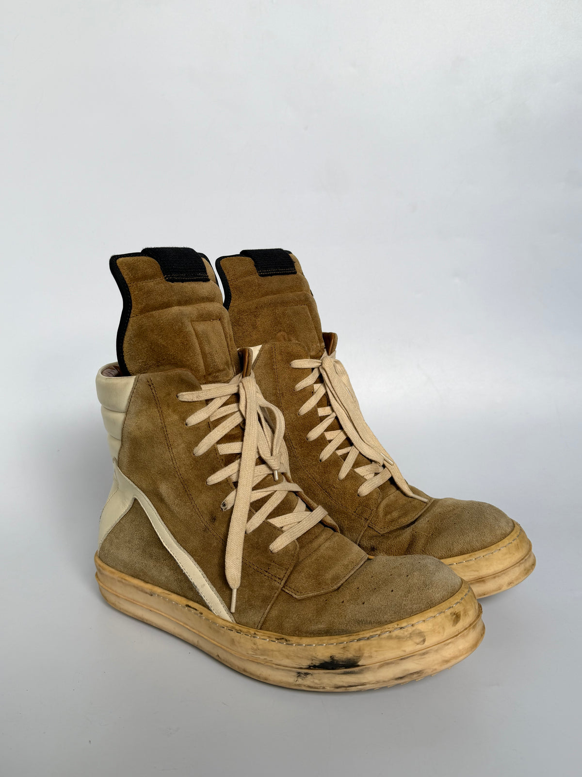 Rick Owens Brown Suede Geobasket Sneakers