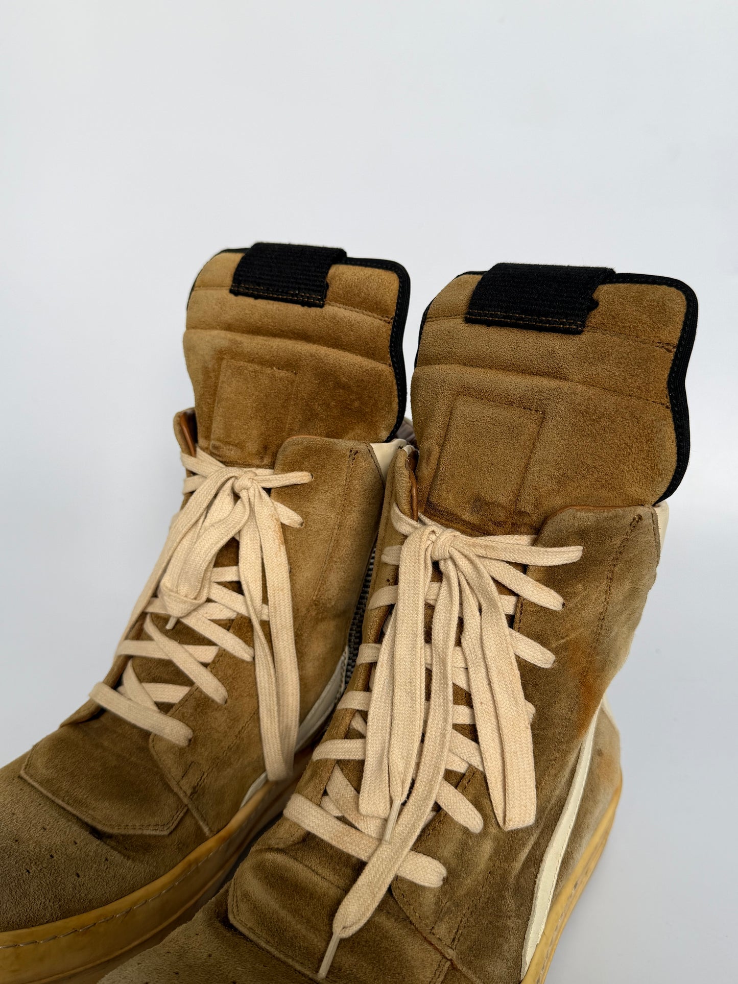 Rick Owens Brown Suede Geobasket Sneakers