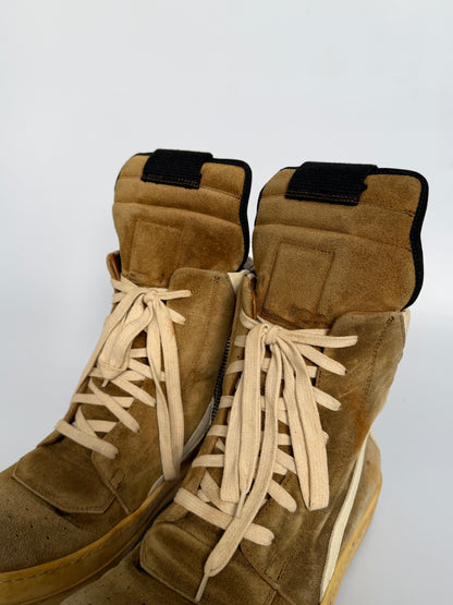 Rick Owens Brown Suede Geobasket Sneakers