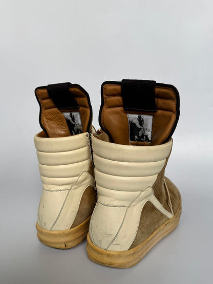 Rick Owens Brown Suede Geobasket Sneakers