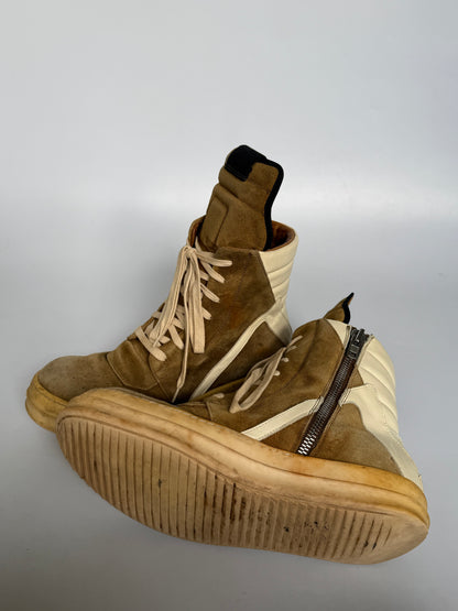 Rick Owens Brown Suede Geobasket Sneakers