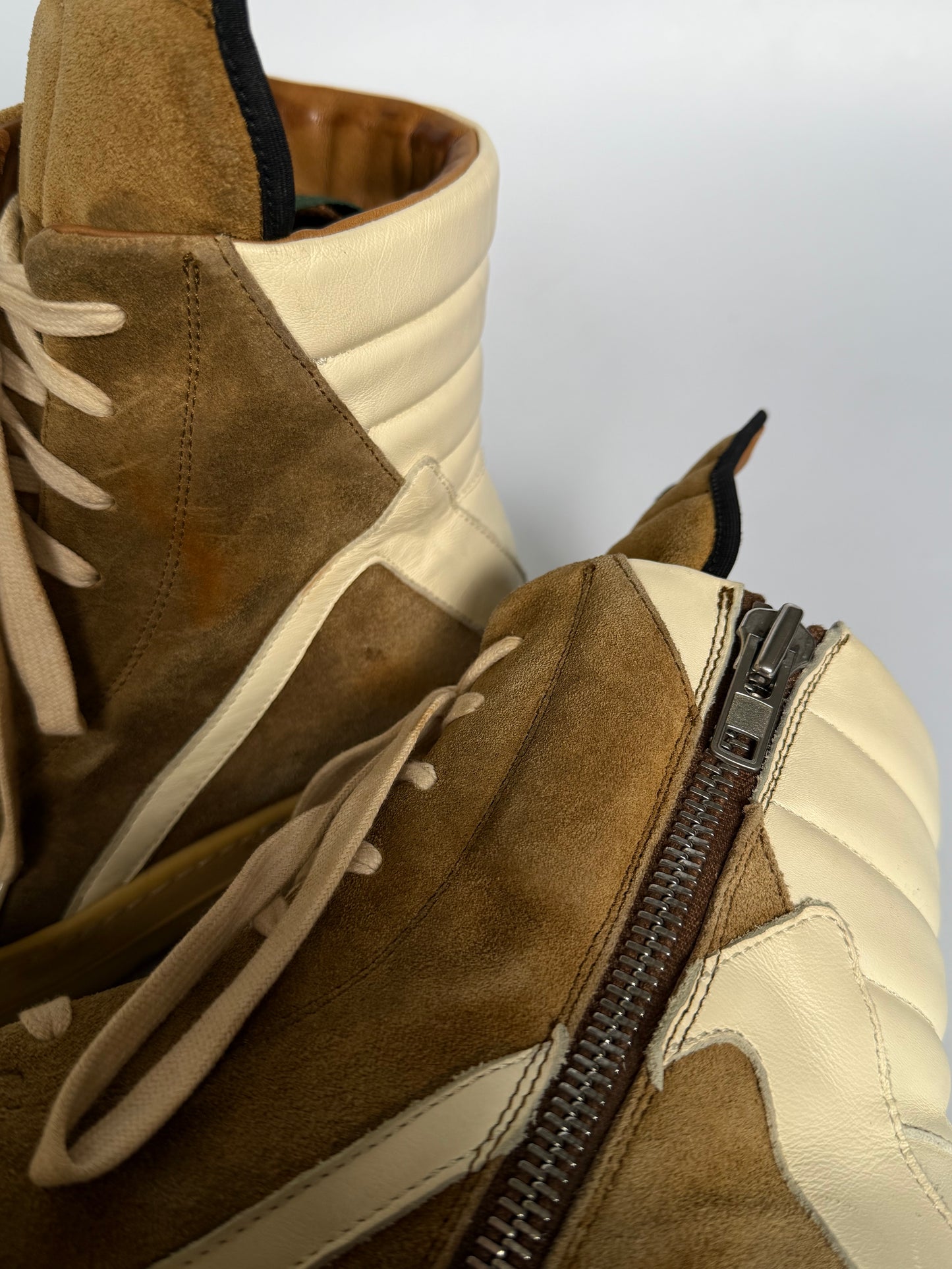 Rick Owens Brown Suede Geobasket Sneakers