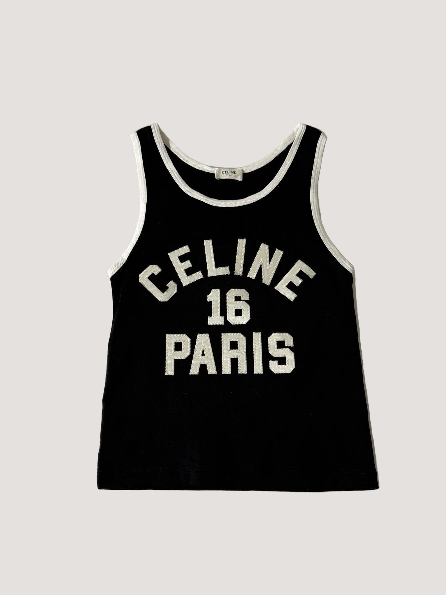 Celine 16 Paris Embroidered Jersey Tank Top