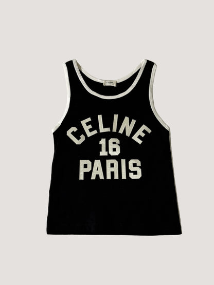 Celine 16 Paris Embroidered Jersey Tank Top