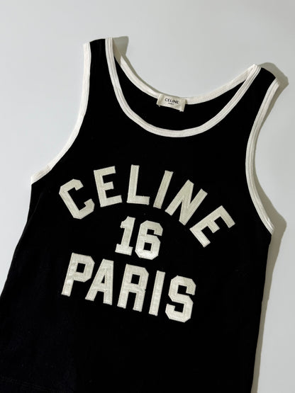 Celine 16 Paris Embroidered Jersey Tank Top