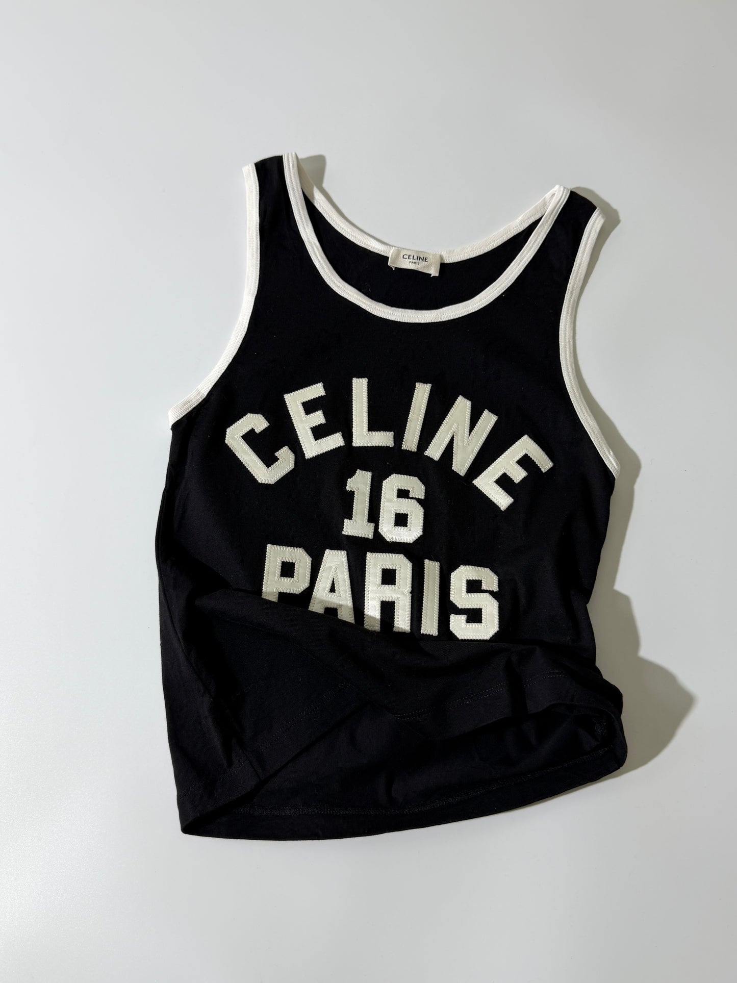 Celine 16 Paris Embroidered Jersey Tank Top