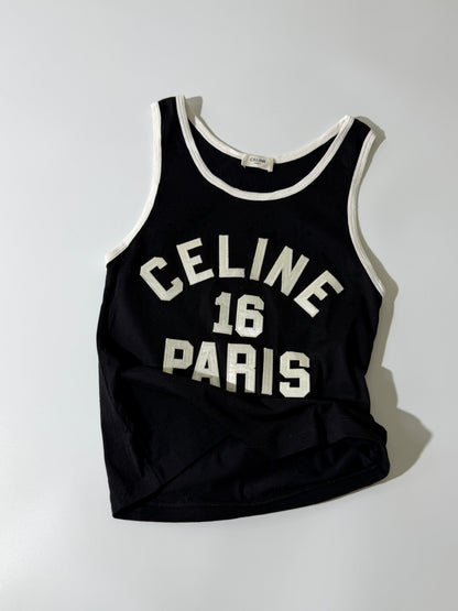 Celine 16 Paris Embroidered Jersey Tank Top