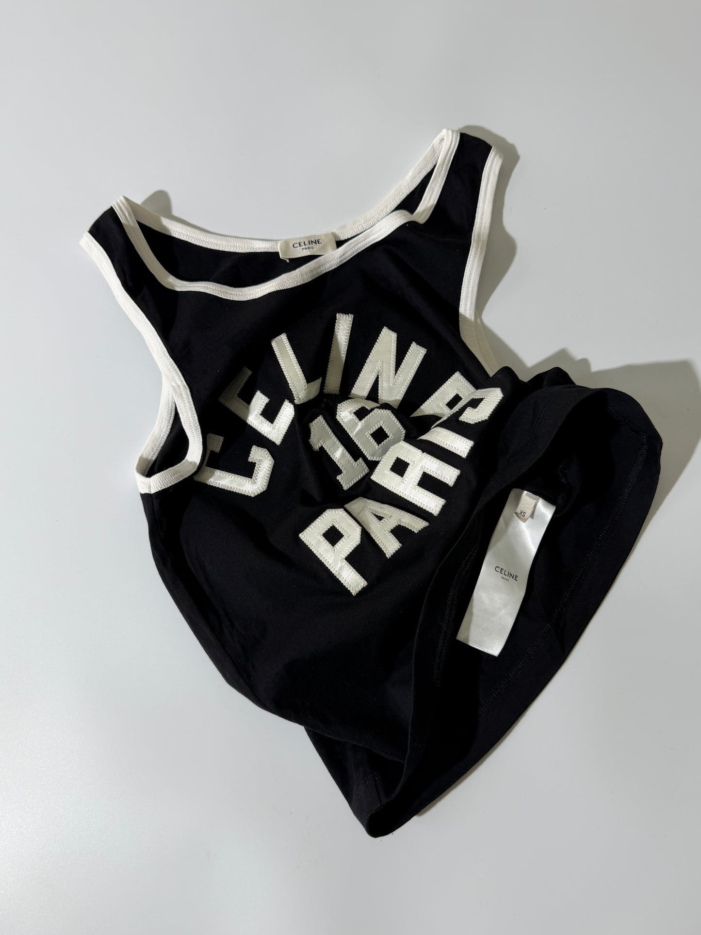 Celine 16 Paris Embroidered Jersey Tank Top
