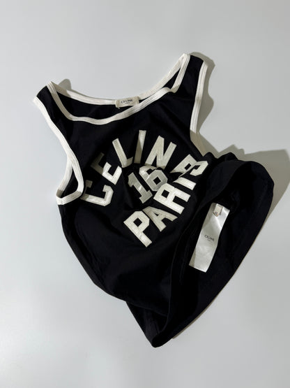 Celine 16 Paris Embroidered Jersey Tank Top